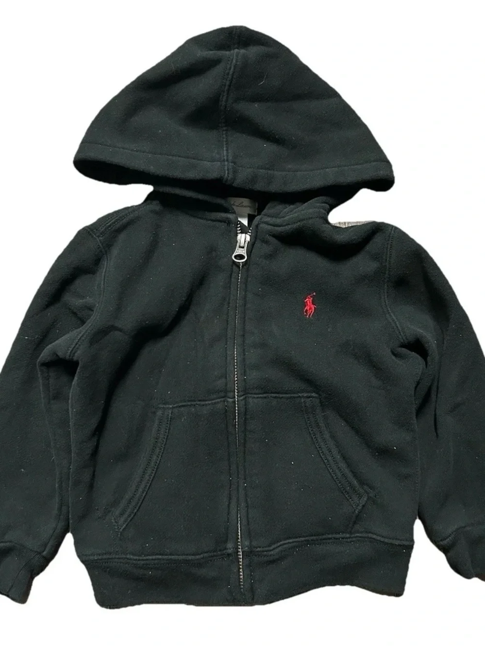 Toddler Ralph Lauren Black Full Zip Fleece Jacket Sweatshirt Size 24 Months
